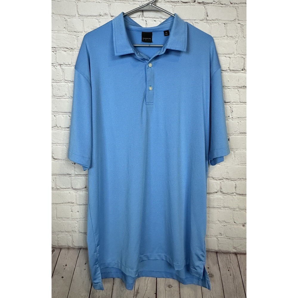 Dunning Golf Performance Coolmax Blue Striped Golf Shirt NWT 2XL‎ XXL
